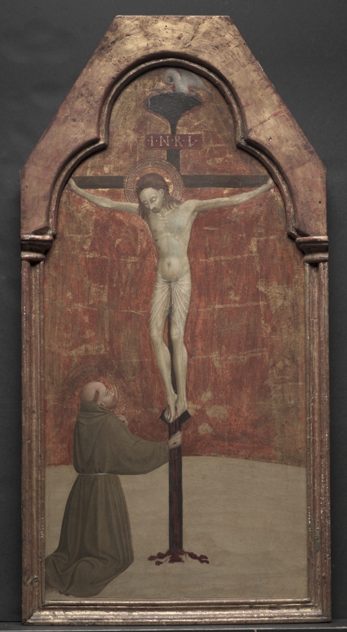 Saint François agenouillé devant le Christ en croix — Sassetta