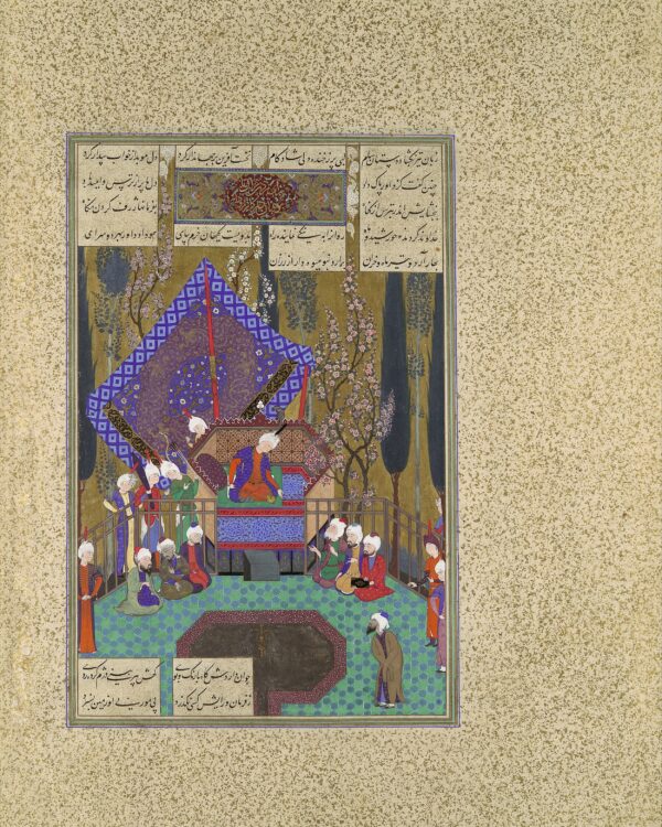 Zal consulte les mages — Shâhnâmeh de Shah Tahmasp — Peinture attribuée à Sultan Muhammad