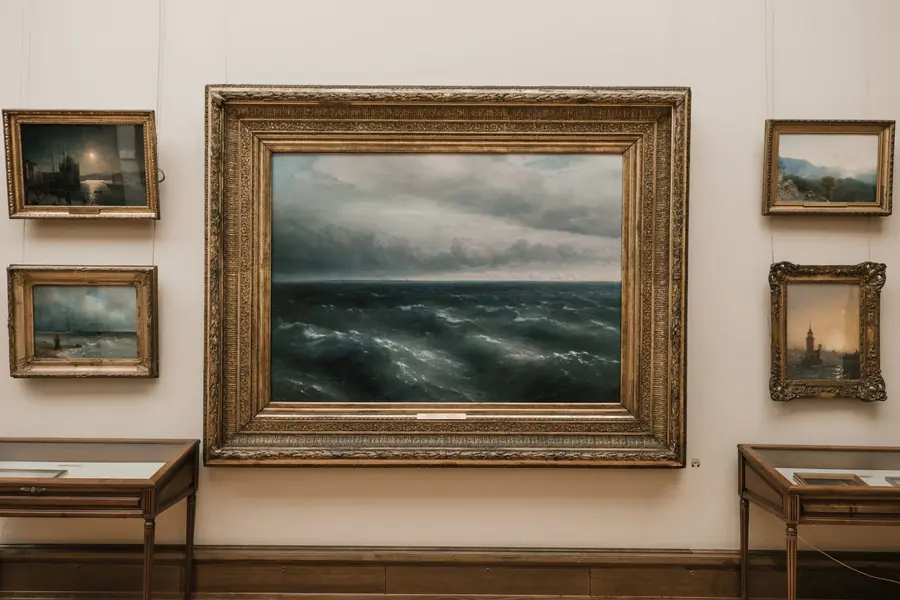 Classical seascape in a gilded frame